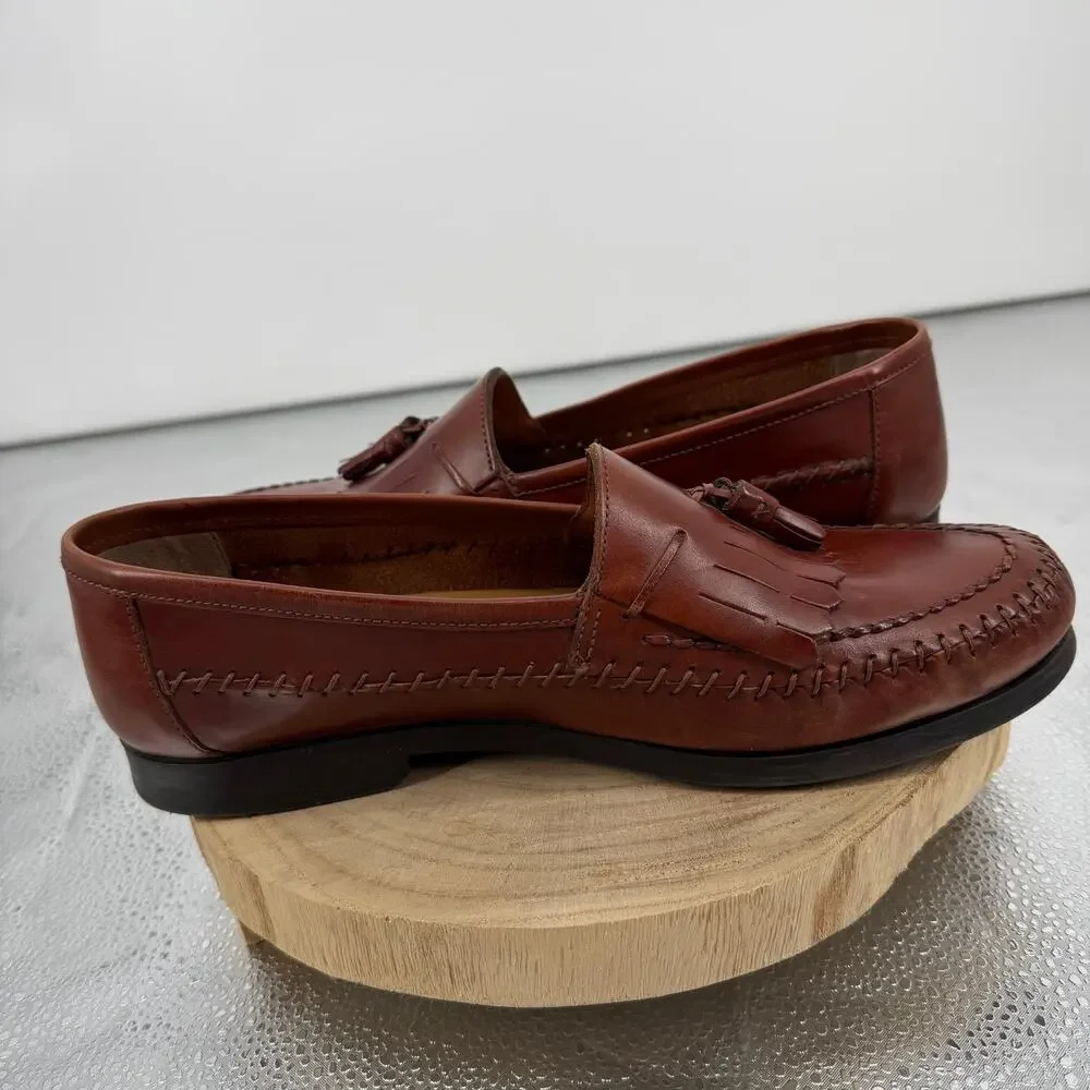 Giorgio Brutini Monocle Kilte And Tassel Brown leather loafers SZ 11D Brazil
